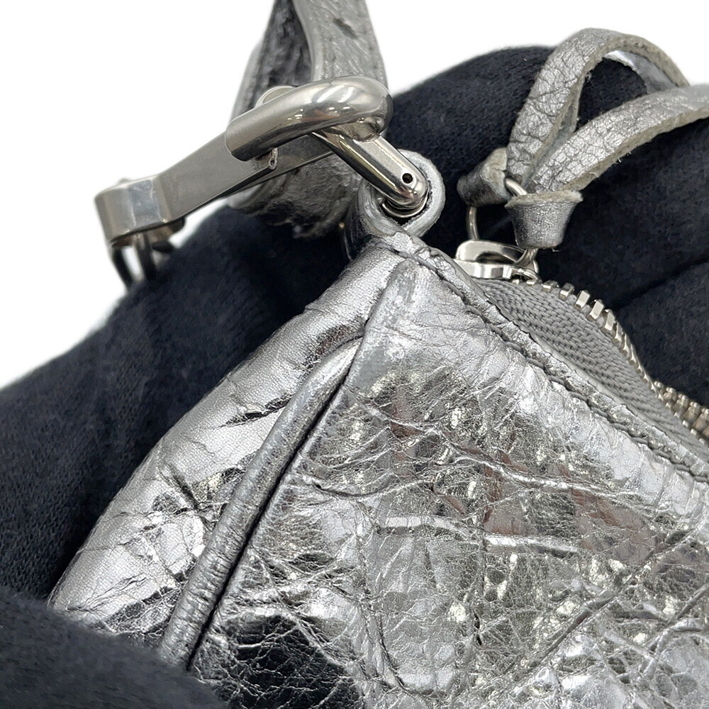 Balenciaga Le Cagole Chain Shoulder Bag silver metallic leather stud - Picture 9 of 12
